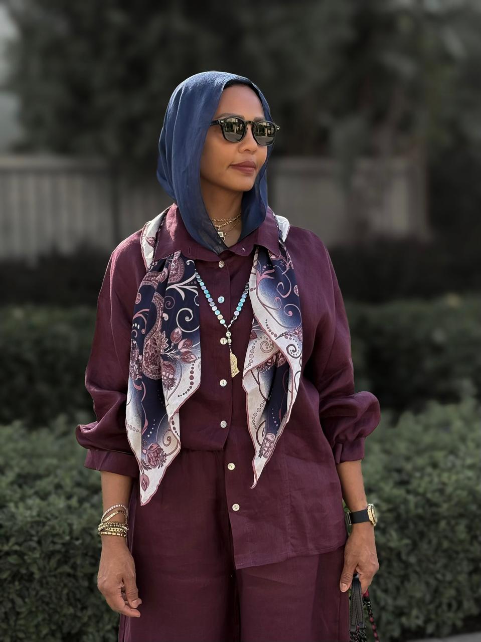 Burgundy pure linen set