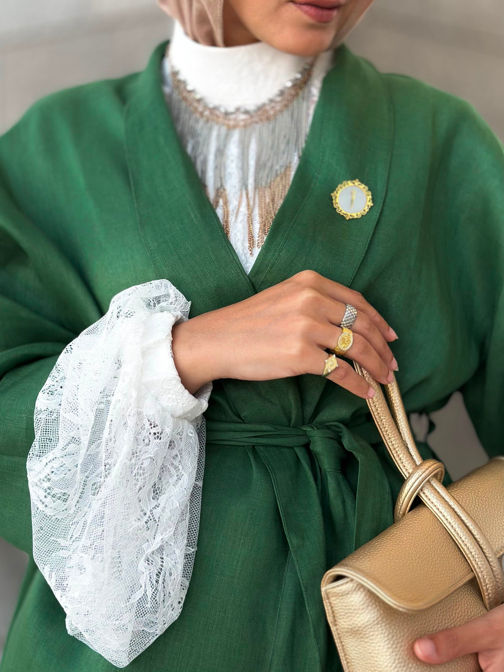 Pure linen in deep green