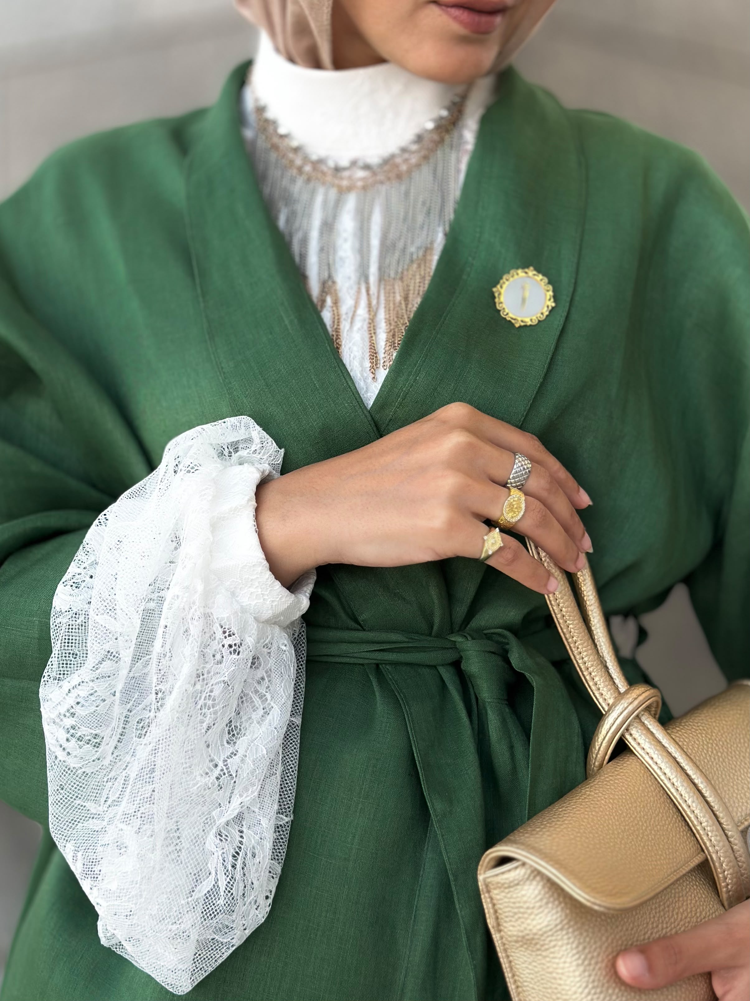 Pure linen in deep green