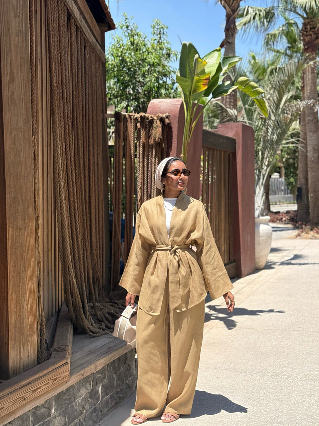 100% PURE LINEN gold color set