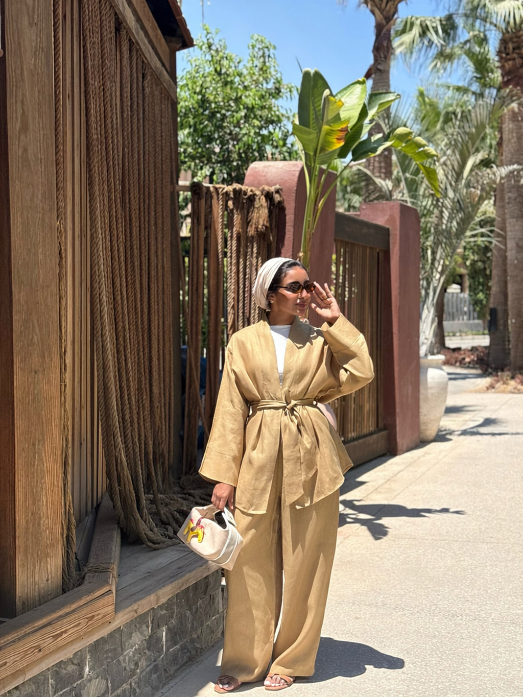 100% PURE LINEN gold color set
