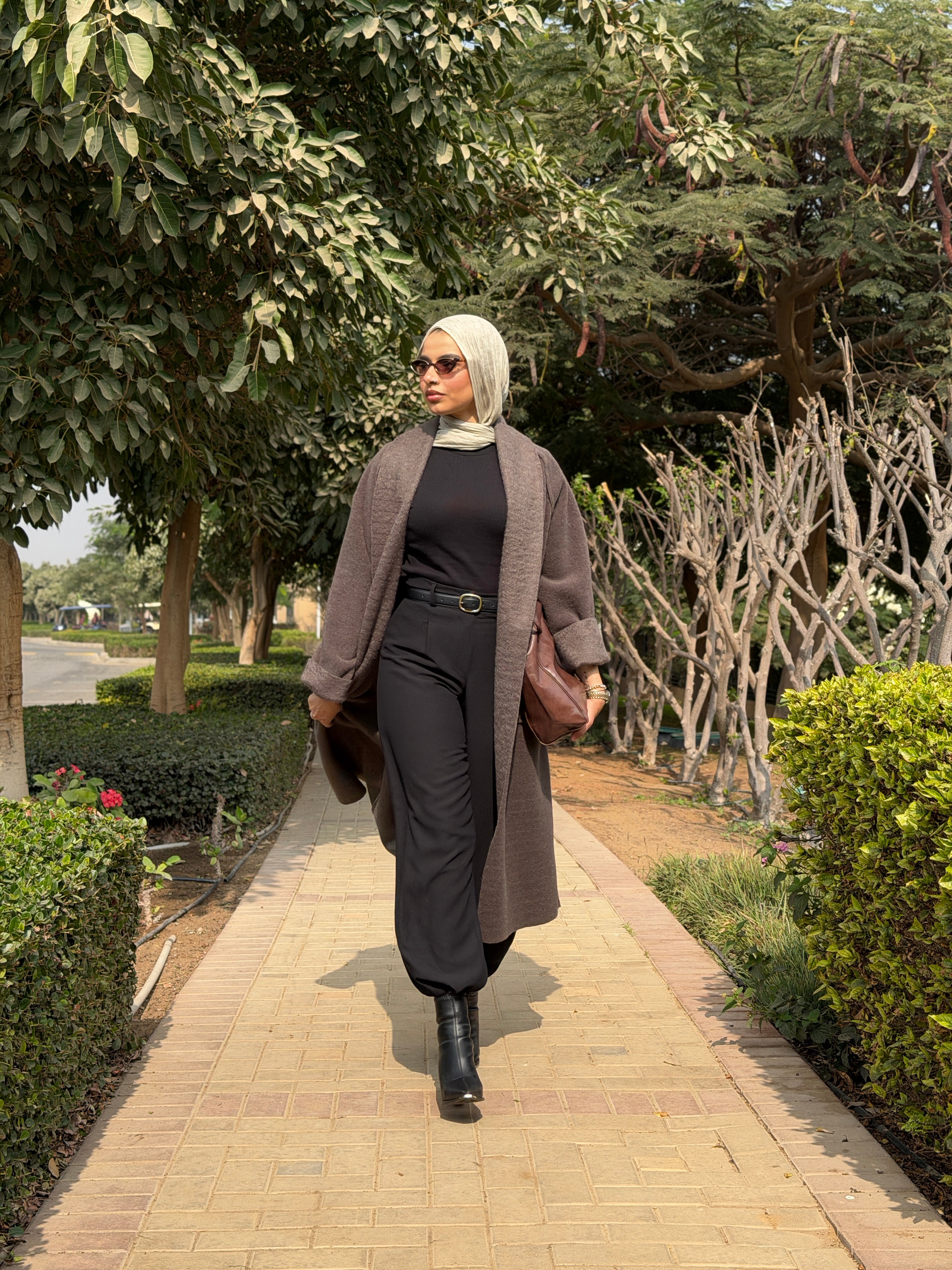 Mohair Wool Robe-Style Coat — Dark Charcoal Grey