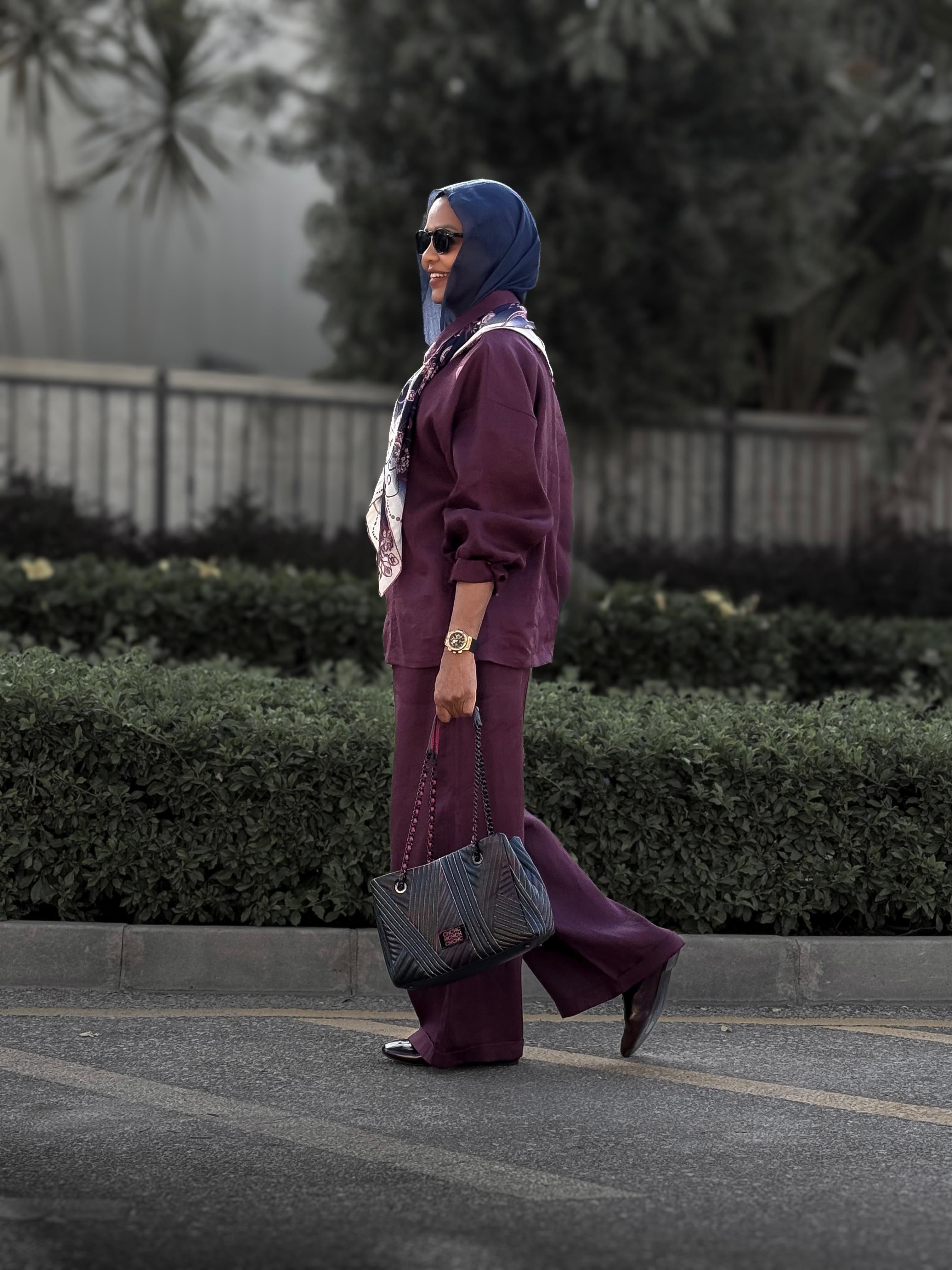 Burgundy pure linen set