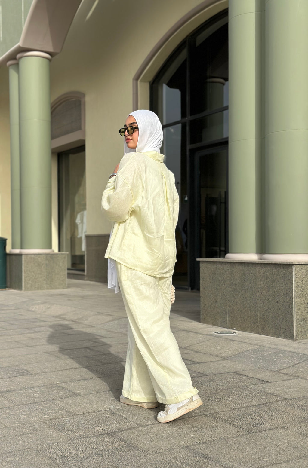 Butter yellow full linen set