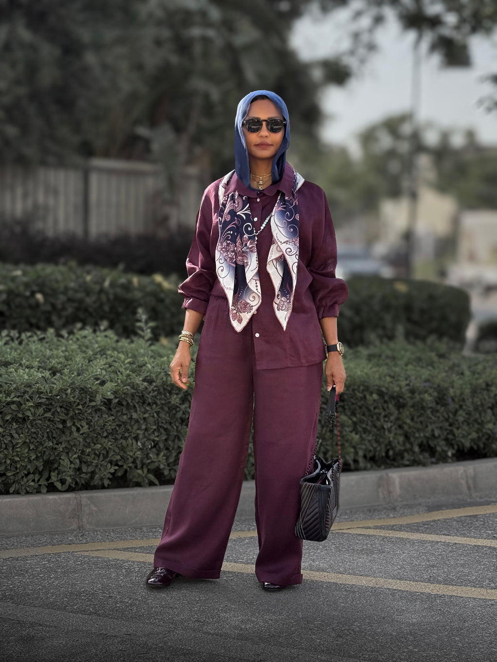 Burgundy pure linen set