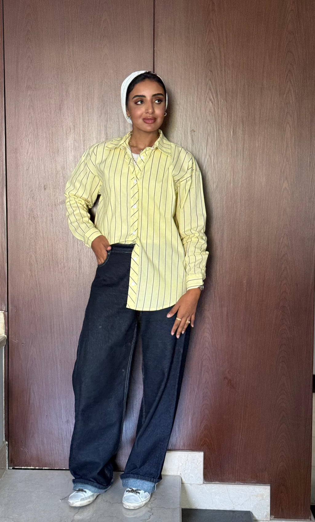 Stripped yellow shirt