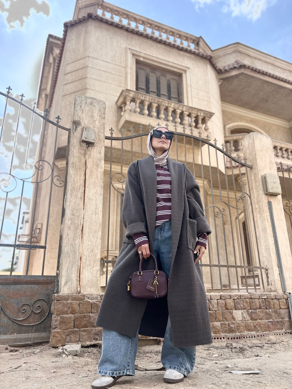 Mohair Wool Robe-Style Coat — Dark Charcoal Grey