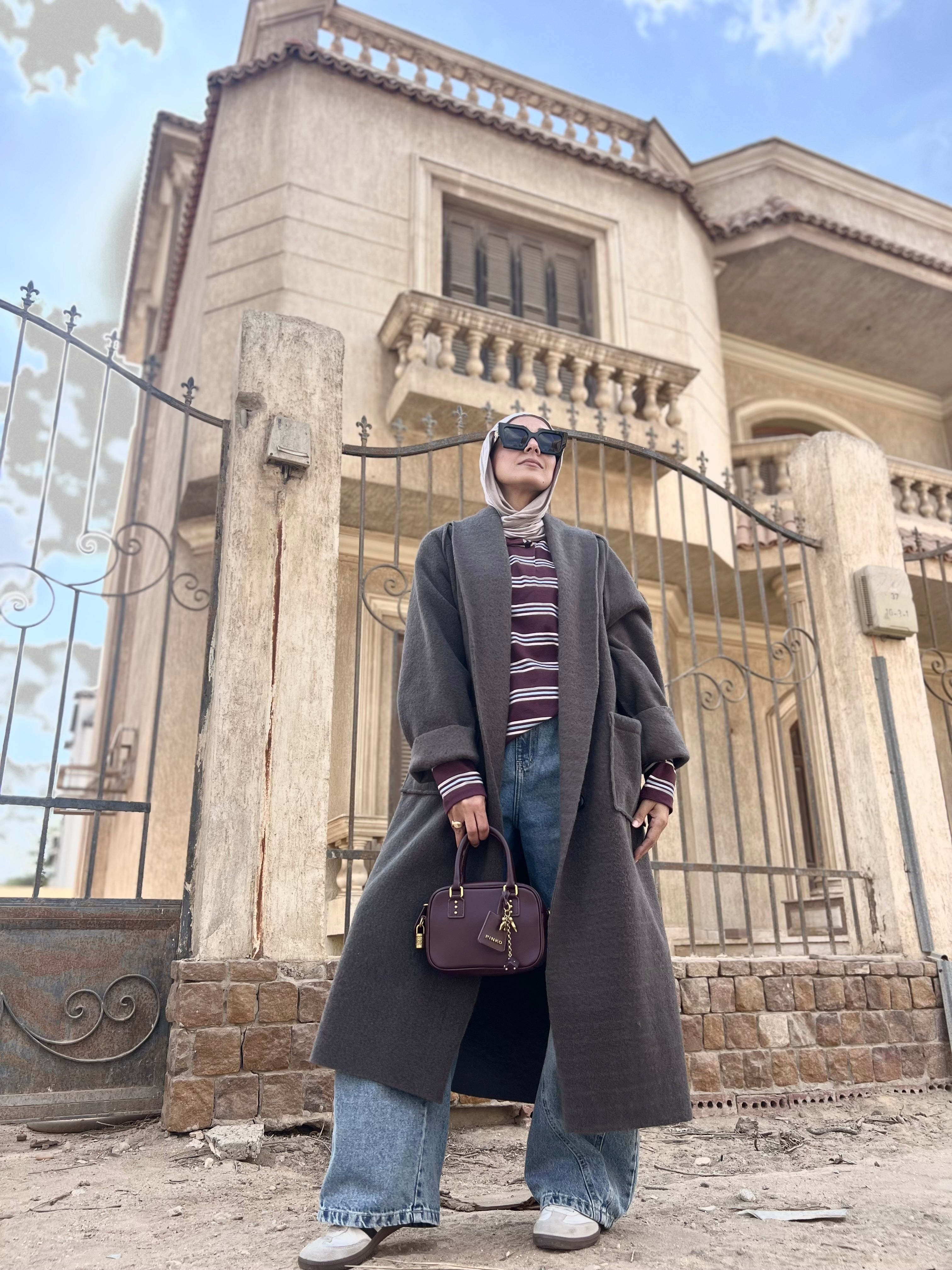 Mohair Wool Robe-Style Coat — Dark Charcoal Grey