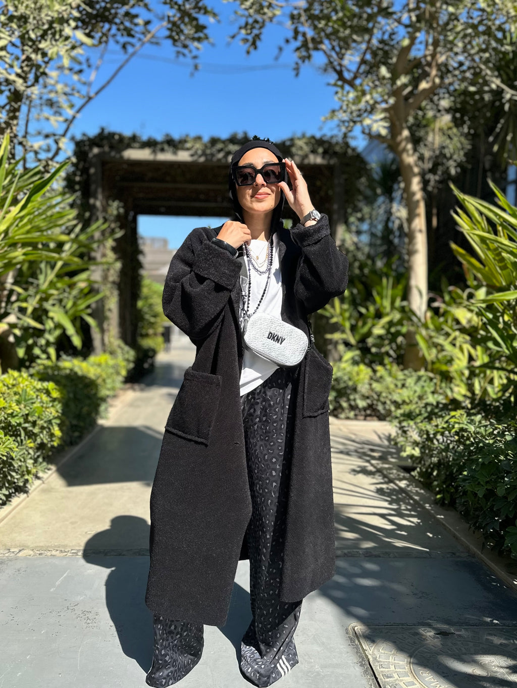 Mohair wool coat black color