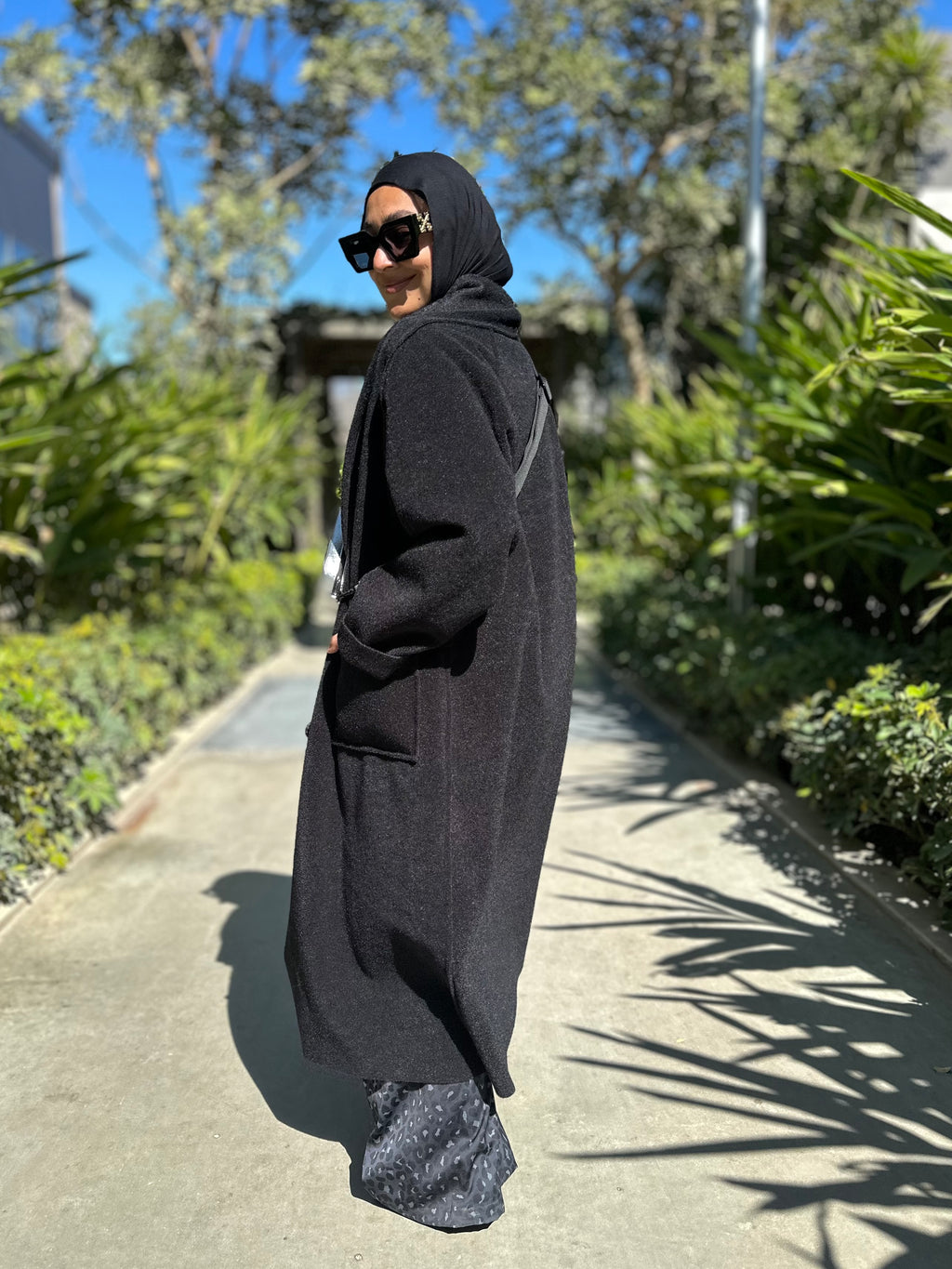 Mohair wool coat black color