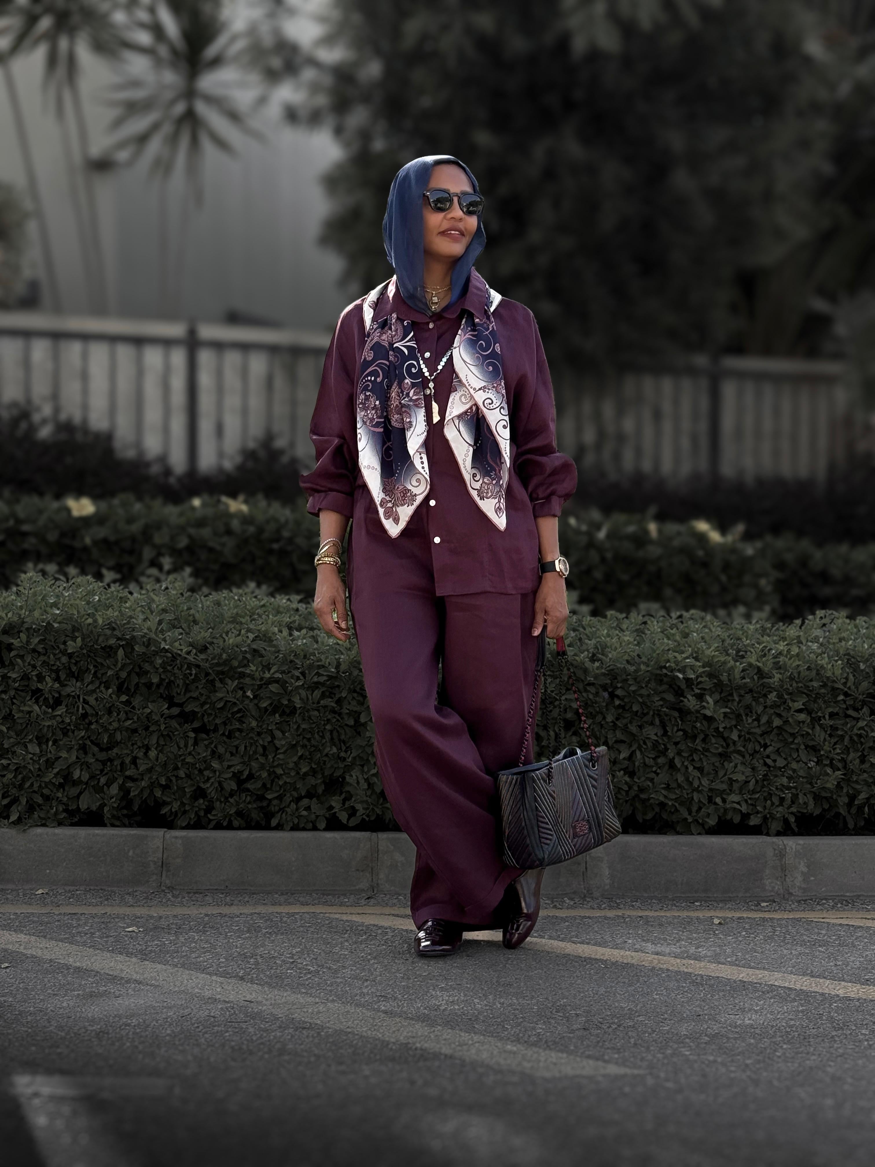 Burgundy pure linen set