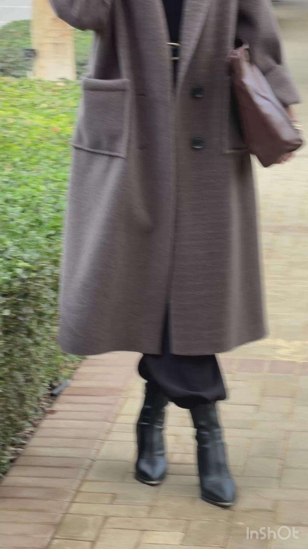 Mohair Wool Robe-Style Coat — Dark Charcoal Grey