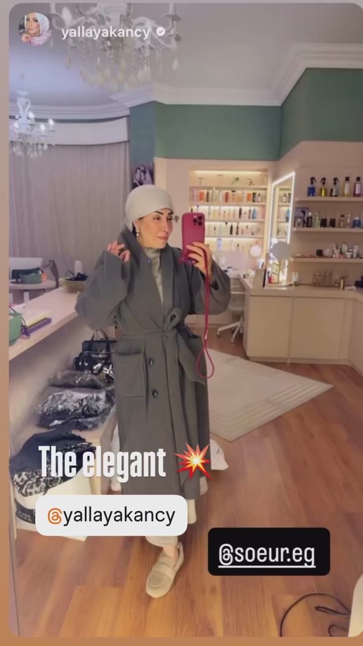 Mohair Wool Robe-Style Coat — Dark Charcoal Grey